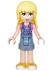 Minifig No: frnd0202  Name: Friends Stephanie - Denim Overalls Skirt, Dark Pink Top