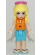 Minifig No: frnd0229  Name: Friends Stephanie - Medium Azure Wrap Skirt, Dark Purple Top with Stars, Life Jacket, Sunglasses