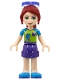 Minifig No: frnd0233  Name: Friends Mia - Dark Purple Shorts, Lime Top, Sunglasses