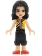 Minifig No: frnd0252  Name: Friends Vicky - Black Cropped Trousers, Bright Light Orange Vest