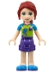 Minifig No: frnd0255  Name: Friends Mia - Dark Purple Shorts, Lime Top