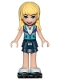 Minifig No: frnd0258  Name: Friends Stephanie - Dark Blue Layered Skirt, Medium Azure and Dark Purple Vest, Black Roller Skates