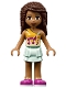 Minifig No: frnd0260 Name: Friends Andrea - Light Aqua Layered Skirt, Bright Light Orange Top with Winged Music Notes Minifig No: frnd0260 Name: Friends Andrea - Light Aqua Layered Skirt, Bright Light Orange Top with Winged Music Notes