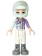 Minifig No: frnd0261  Name: Friends Emma - White Trousers, Light Aqua and Medium Lavender Racing Jacket, Light Aqua Racing Helmet with Black Ponytail