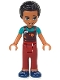 Minifig No: frnd0262  Name: Friends Dean - Dark Red Trousers, Dark Turquoise Overalls Top