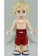 Minifig No: frnd0265  Name: Friends Mason - Dark Red Shorts, Shirtless