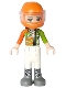 Minifig No: frnd0273 Name: Friends Mia - White Trousers, Lime and Orange Racing Jacket, Orange Racing Helmet with Dark Red Ponytail Minifig No: frnd0273 Name: Friends Mia - White Trousers, Lime and Orange Racing Jacket, Orange Racing Helmet with Dark Red Ponytail