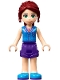 Minifig No: frnd0274  Name: Friends Mia - Dark Purple Shorts, Dark Azure Plaid Shirt, Dark Red Ponytail