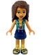 Minifig No: frnd0292  Name: Friends Andrea - Dark Blue Skirt, Gold Top with Dark Turquoise Vest