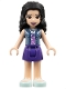 Minifig No: frnd0294 Name: Friends Emma - Dark Purple Skirt, Medium Lavender Top with White Birds, Sand Blue Vest Minifig No: frnd0294 Name: Friends Emma - Dark Purple Skirt, Medium Lavender Top with White Birds, Sand Blue Vest