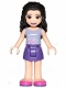 Minifig No: frnd0303  Name: Friends Emma - Dark Purple Skirt, Lavender Top with Flowers