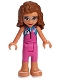 Minifig No: frnd0316  Name: Friends Olivia (Nougat) - Dark Pink Wetsuit
