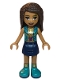 Minifig No: frnd0348  Name: Friends Andrea - Dark Blue Skirt, Dark Turquoise Vest and Music Notes Necklace Top