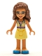 Minifig No: frnd0350  Name: Friends Olivia (Nougat) - Bright Light Yellow Dress and Blue Shoes