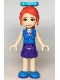 Minifig No: frnd0363  Name: Friends Mia - Dark Purple Shorts, Dark Azure Plaid Shirt, Red Ponytail, Bow
