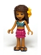 Minifig No: frnd0365 Name: Friends Andrea - Magenta Layered Skirt, Dark Blue Halter Top with Gold Trim, Flower Minifig No: frnd0365 Name: Friends Andrea - Magenta Layered Skirt, Dark Blue Halter Top with Gold Trim, Flower