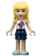 Minifig No: frnd0371  Name: Friends Stephanie - Dark Blue Layered Skirt, White Top with Palm Trees