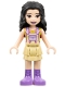 Minifig No: frnd0376  Name: Friends Emma - Tan Dress with Straps, Medium Lavender Boots