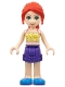 Minifig No: frnd0384 Name: Friends Mia - Dark Purple Shorts, Yellowish Green Top with Vines Minifig No: frnd0384 Name: Friends Mia - Dark Purple Shorts, Yellowish Green Top with Vines