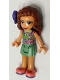 Minifig No: frnd0396  Name: Friends Olivia (Nougat) - Sand Green Skirt, Sand Green Top, Coral Shoes, Bow