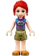 Minifig No: frnd0409  Name: Friends Mia - Olive Green Shorts, Dark Purple Top with Diamonds and Triangles