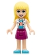 Minifig No: frnd0420  Name: Friends Stephanie - Magenta Skirt, White Top with Paw Print Undershirt
