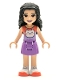 Minifig No: frnd0427  Name: Friends Emma - Medium Lavender Skirt, Coral and Lavender Top with Cat Head