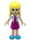 Minifig No: frnd0433  Name: Friends Stephanie - Magenta Skirt and Top with Silver Vest