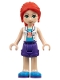 Minifig No: frnd0435  Name: Friends Mia - Dark Purple Shorts, White Top with Paw Print Undershirt