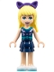 Minifig No: frnd0440  Name: Friends Stephanie - Dark Blue Layered Skirt, Sleeveless Top with Cat Face, Dark Purple Cat Ears