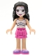 Minifig No: frnd0442  Name: Friends Emma - Dark Pink Skirt, White Ruffled Tank Top, Face Paint