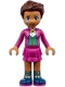 Minifig No: frnd0467  Name: Friends Andrea - Magenta Jacket and Skirt, Dark Blue Boots