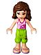 Minifig No: frnd048  Name: Friends Olivia, Lime Cropped Trousers, Bright Pink Top