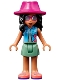 Minifig No: frnd0488  Name: Friends Savannah - Sand Green Skirt, Magenta Hat