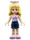 Minifig No: frnd049  Name: Friends Danielle, Dark Blue Layered Skirt, Lavender Top, Bow