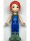 Minifig No: frnd0497  Name: Friends Mia - Blue Overalls, Yellow Blouse and Sand Green Boots
