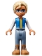 Minifig No: frnd0502  Name: Friends Sebastian - Medium Nougat Boots, Sand Blue Trousers, Blue Vest with Pockets, Yellow Undershirt