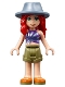 Minifig No: frnd0504  Name: Friends Mia - Olive Green Shorts, Striped Top, Sand Blue Hat
