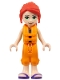 Minifig No: frnd0512  Name: Friends Mia - Lime Jacket Vest with Pockets, Orange Cropped Trousers, Dark Purple Sandals, Orange Life Jacket
