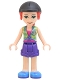 Minifig No: frnd0522  Name: Friends Mia - Lime Plaid Shirt, Dark Purple Shorts, Black Riding Helmet