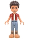 Minifig No: frnd0524  Name: Friends River - Red Checkered Shirt with White Undershirt, Sand Blue Trousers