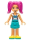 Minifig No: frnd0525  Name: Friends Camila - Dark Turquoise Shorts and Top, Gold Vest, Yellow Shoes