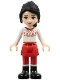 Minifig No: frnd054  Name: Friends Lily - Red Skirt and Leggings, White Fair Isle Sweater with Moose