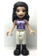 Minifig No: frnd0553  Name: Friends Emma - Lavender Vest, White Trousers with Black Boots