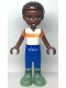 Minifig No: frnd0554  Name: Friends Elijah - White and Orange Shirt, Blue Trousers, Sand Green Boots