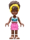 Minifig No: frnd0555  Name: Friends Nandi - White and Dark Turquoise Bikini Top, Dark Pink Skirt, White Sandals, Yellow Head Wrap