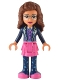 Minifig No: frnd0558  Name: Friends Olivia (Nougat) - Dark Pink Skirt, Dark Blue Leggings, Dark Blue Jacket