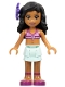Minifig No: frnd057a  Name: Friends Kate, Light Aqua Layered Skirt, Magenta Bikini Top, Dark Purple Flower