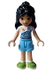 Minifig No: frnd0600  Name: Friends Liann - Bright Light Blue Overalls over White Shirt, Bright Light Blue Shorts, Lime Shoes