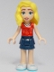 Minifig No: frnd0623  Name: Friends Matilde - Red Top, Dark Blue Layered Skirt, White Shoes